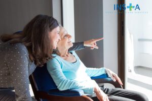 positive individual with elderly lady